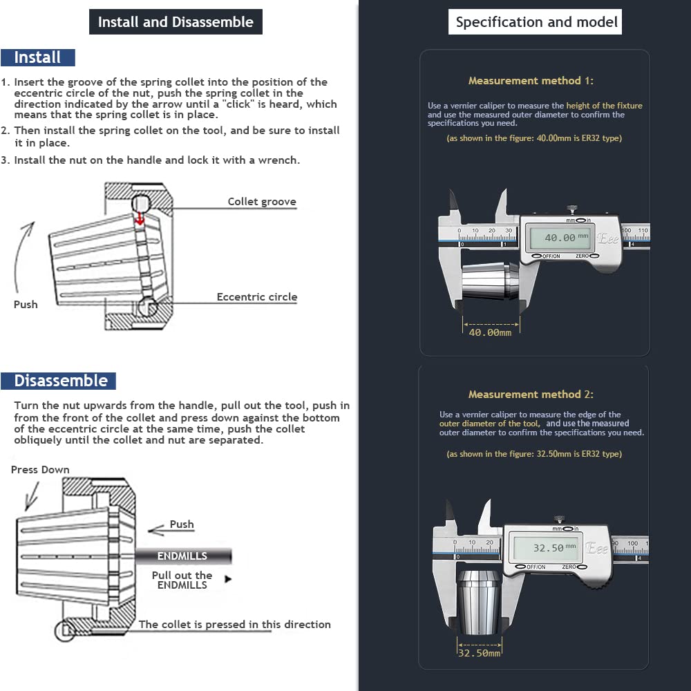 ER32 Collet Set 26PCS ER32 Spring Collet Set CNC Engraving Milling Lathe Chuck Tool 1/32-13/16 Inch for CNC Engraving Machine & Milling Lathe Tool Workholding Engraving Collets HOZLY