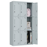 MIIIKO Metal Lockers 3 Tier 3-Wide, Employee Storage Locker with Keys and 9 Doors, 71" Tall Locking Storage Shelf Organizer for Work, School and Gym MIIIKO