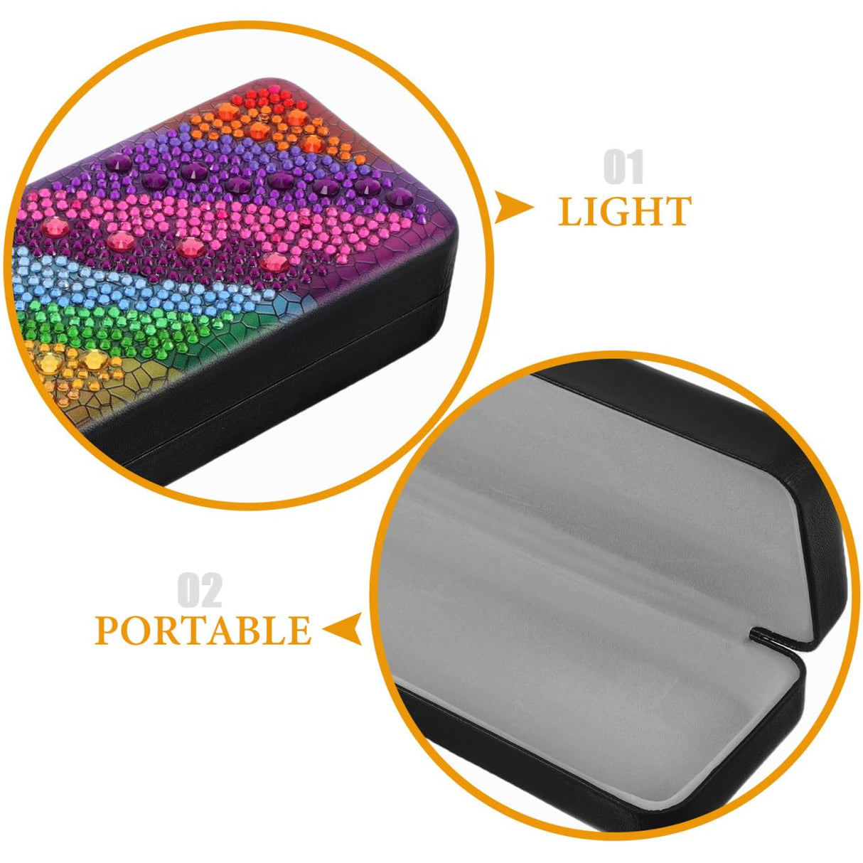 GALPADA Diamond Art Glasses Case Hard Shell Eyeglass Holder Portable Sunglasses Travel Storage Box Stylish Protective Organizer GALPADA