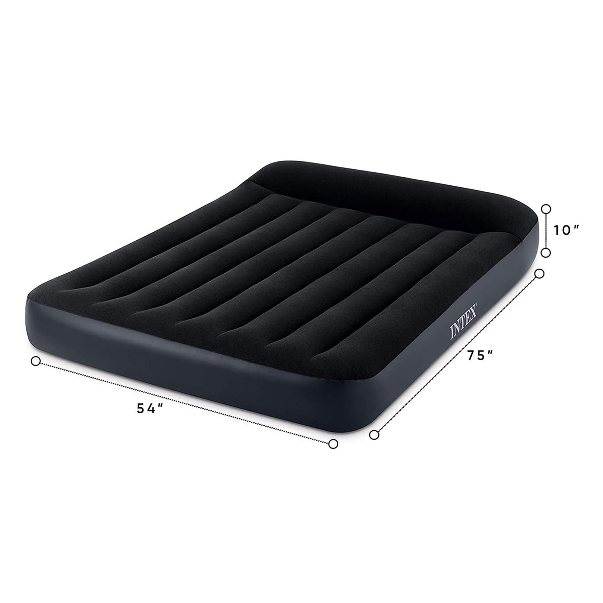 Intex 64147ED Dura-Beam Standard Pillow Rest Air Mattress: Fiber-Tech – Full Size – Built-in Electric Pump – 10in Bed Height – 600lb Weight Capacity Intex