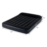 Intex 64147ED Dura-Beam Standard Pillow Rest Air Mattress: Fiber-Tech – Full Size – Built-in Electric Pump – 10in Bed Height – 600lb Weight Capacity Intex