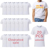 LaiHiulaan 20 Pcs Sublimation Blank Shirts Bulk 2 Sizes Smaller USA WAERHOUSE Adult White Polyester Tshirts for Sublimation LaiHiulaan