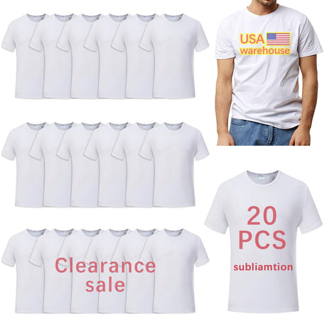 LaiHiulaan 20 Pcs Sublimation Blank Shirts Bulk 2 Sizes Smaller USA WAERHOUSE Adult White Polyester Tshirts for Sublimation LaiHiulaan