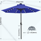 MASTERCANOPY Patio Umbrella with 32 Solar LED Lights -8 Ribs (9ft,Blue) MASTERCANOPY