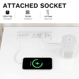 DWVO 6-Drawer Dresser, White Wood Dresser with Charging Station and LED RGB Light, Chest of Drawers Storage Organizer TV Stand for 60'' TV, Living Room, Closet, Entryway DWVO