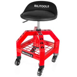 BILITOOLS Rolling Shop Stools with Wheels, Adjustable Garage Mechanic Stool 16" Oversized Seat & Backrest, 300 LBS Shop Chair for Garage with Wheels Heavy-Duty 360° Swivel Tool Tray Storage BILITOOLS