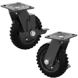 Heavy Duty Caster Wheel 6 Inch,Plate Caster Swivel 2 Pack 500lb Capacity,Solid Rubber,Cast Iron,Brake Casters for Flat Carts,Workbench,Dolly,Trolley Vandersum
