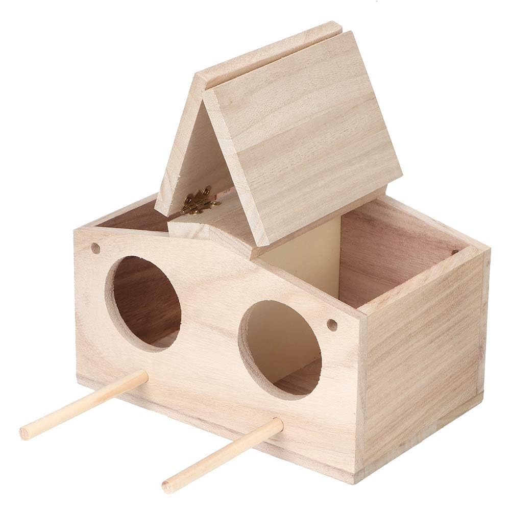 Parakeet Nesting Box, Small Wooden Bird House, Bird House Budgie Wood Breeding Box Pet Bird Nests House for Parrots Swallows, Breeding Box Cage Birdhouse Accessories Cyrank