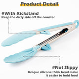9" Kitchen Tongs, 3Pcs Tongs for Cooking with Silicone Tips, Food Grade Small Silicone Tongs, Mini Serving Tongs for BBQ Salad(Gradient Blue) TOWINGO