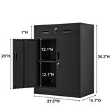 BESFUR Locking Storage Cabinet, Metal Cabinet with Oversized Drawer, Office Storage for Home, Garage, School - Black BESFUR
