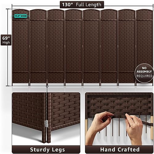 Sorbus 8 Panel Room Divider 6 ft. Tall - Privacy Screen, Extra Wide Double Hinged Panels, Mesh Hand-Woven Design, Partition Room Dividers and Folding Privacy Screens, Wall Divider for Room Separation Sorbus
