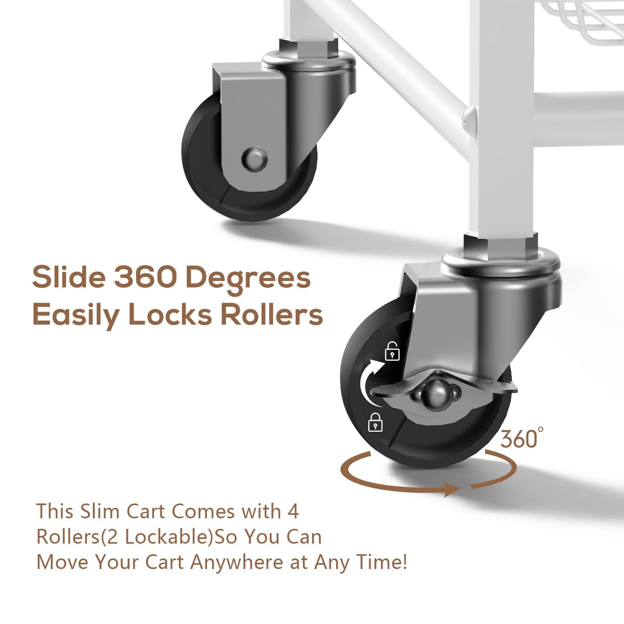 PAPAGIFTREE 4 Tier Slim Rolling Storage Cart with Pull-Out Baskets, Narrow Sliding Storage Slim Laundry Cart Slim Rolling Kitchen Cart PAPAGIFTREE