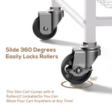 PAPAGIFTREE 4 Tier Slim Rolling Storage Cart with Pull-Out Baskets, Narrow Sliding Storage Slim Laundry Cart Slim Rolling Kitchen Cart PAPAGIFTREE