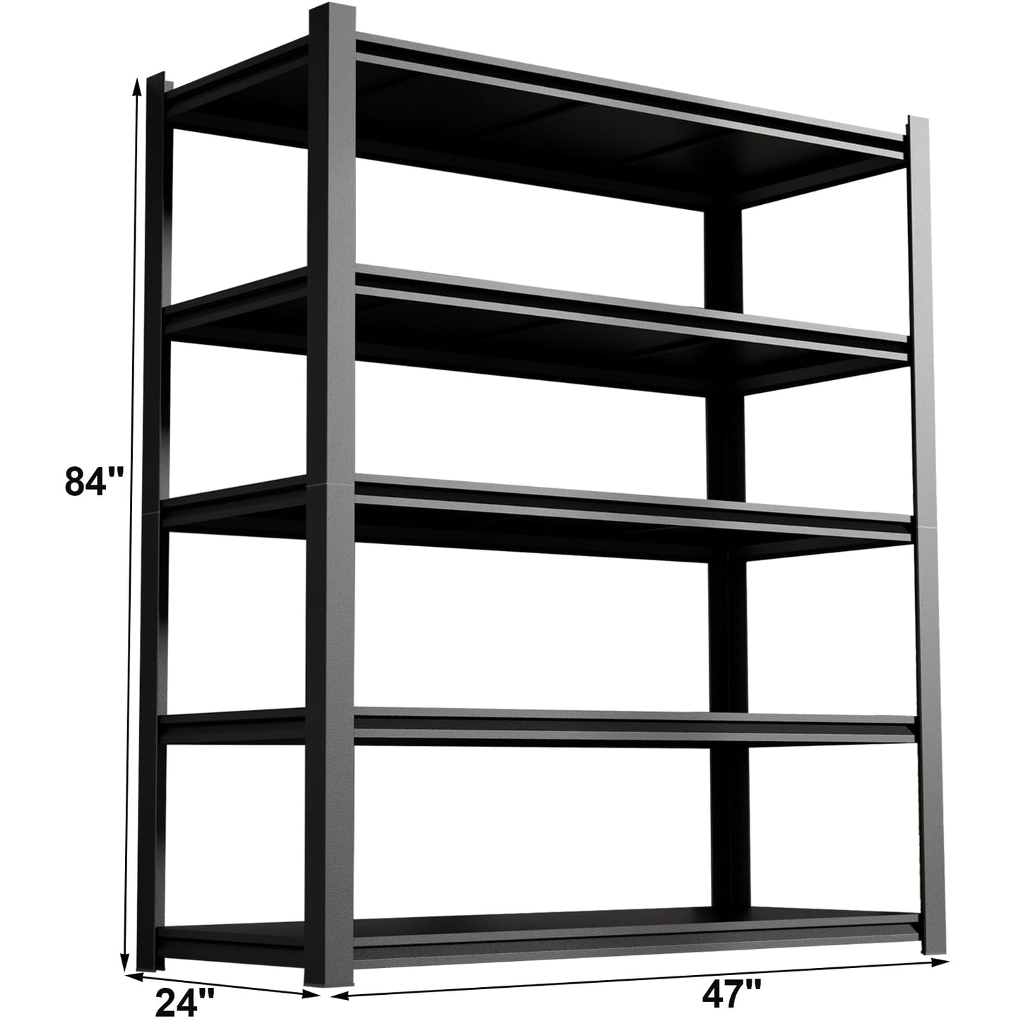 GREATMEET 84" H Heavy Duty Garage Shelves, 3000LBS Load Metal Storage Shelving, 24" D x 47" W x 84" H Storage Rack Shelf for Shed, Garage, Pantry, Basement - WoodArtSupply