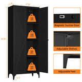 Howzone Tall Pantry Cabinet, 65" Kitchen Cupboard with Doors and Adjustable Shelves, Food Pantry Cabinets, Metal Hutch Cabinet with Storage for Kitchen, Living Room, Dining Room, Black Howzone