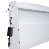 Merax Full Size Platform Bed Frame with Twin Size Trundle and 3 Drawers,Storage LED Headboard,White Merax