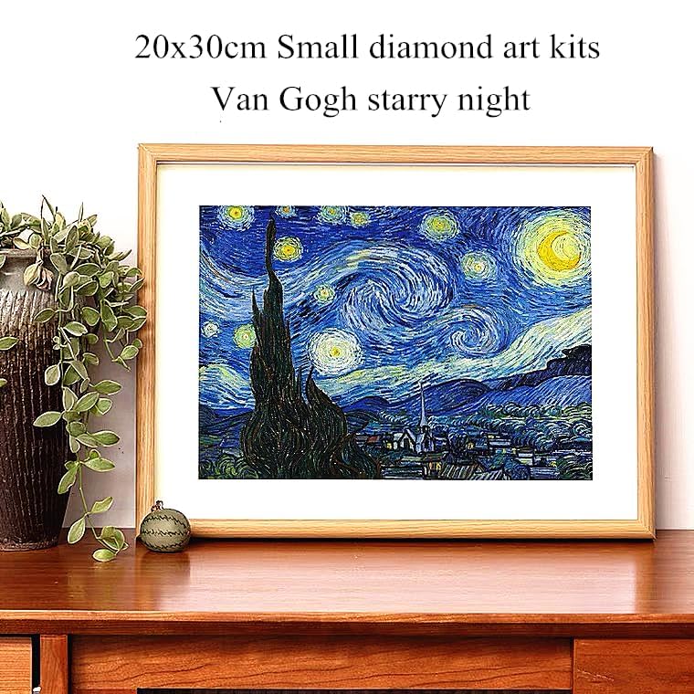 NIHO-JIUMA Van Gogh Starry Night 5D Diamond Painting Kits, DIY Full Drill Diamond Art Gift for Adults & Teens, Home Wall Decoration (20 X 30 cm / 8 X 12 inches) NIHO-JIUMA