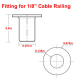 BLIKA 120 Pack Black Stainless Steel Protector Sleeves for 1/8" Deck Cable Railing, for Wood/Composite Posts, T316 Marine Grade, Black Cable Railing Protector Sleeves BLIKA