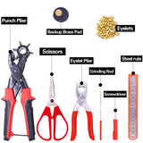 Glarks Heavy Duty Adjustable Metal Hole Punch Pliers Revolving Leather Belt Hole Punch with Eyelet Pliers Tool Kit for Belt, Watch Bands, Saddle, Shoes, Crafts Glarks