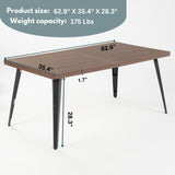 HomyCasa 5-Piece Mid-Century Dining Set, 63" Rectangular Table & 4 Swivel Upholstered Chairs (Fabric/Suede), Sturdy Metal Frame, Perfect for Kitchen, Dining Room, Office, or Restaurant (Brown & Brown) Homy Casa