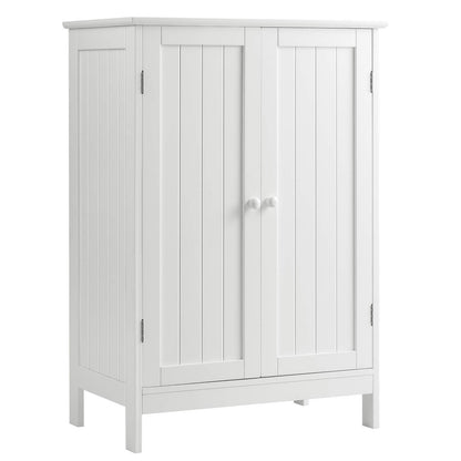 Tangkula Bathroom Floor Cabinet, Freestanding Storage Cabinet with Double Doors and Shelf, Modern Home Furniture, Wooden Home Organizer for Living Room, Bathroom Cabinet, White - WoodArtSupply