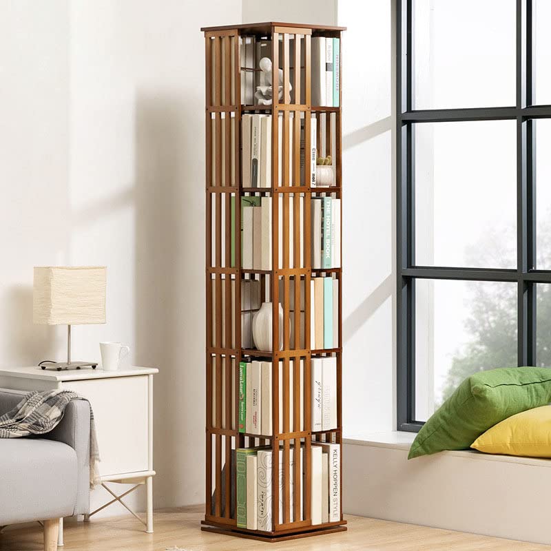 NABOOJ 360 Rotating Bamboo Bookshelf with Open Design for Home and Office Storage - WoodArtSupply