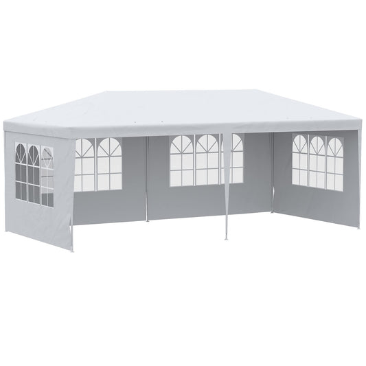 Outsunny 20' x 10' Large Party Tent, Events Shelter Canopy Gazebo with 4 Removable Side Walls, Shade Shelter for Weddings, Picnic, White