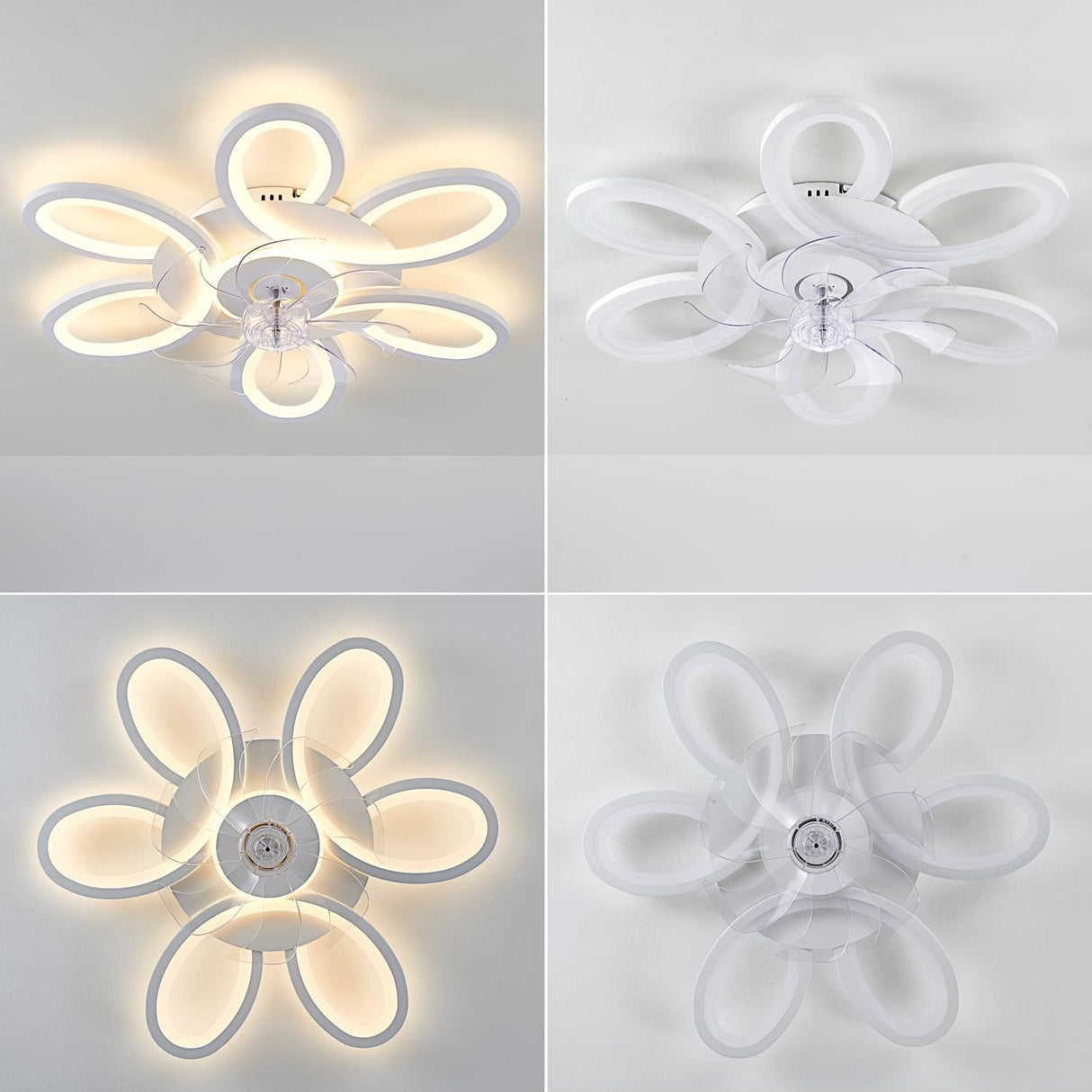 SIJINCHEN Ceiling Fans with Lights and Remote, 25 Inch Modern Low Profile Flush Mount Ceiling Fan, Dimmable LED Ceiling Light Fixture, Small Ceiling Fans for Bedroom, Kitchen, Indoor-White SIJINCHEN