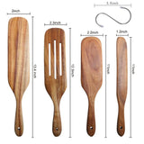Spurtle Set, Natural Acacia Wooden Kitchen Utensils Set of 4, Wooden Spoons Utensils for Cooking, stirring, Mixing, Serving, spurtles kitchen tools as seen on tv for NonSick Cookware TEZZ
