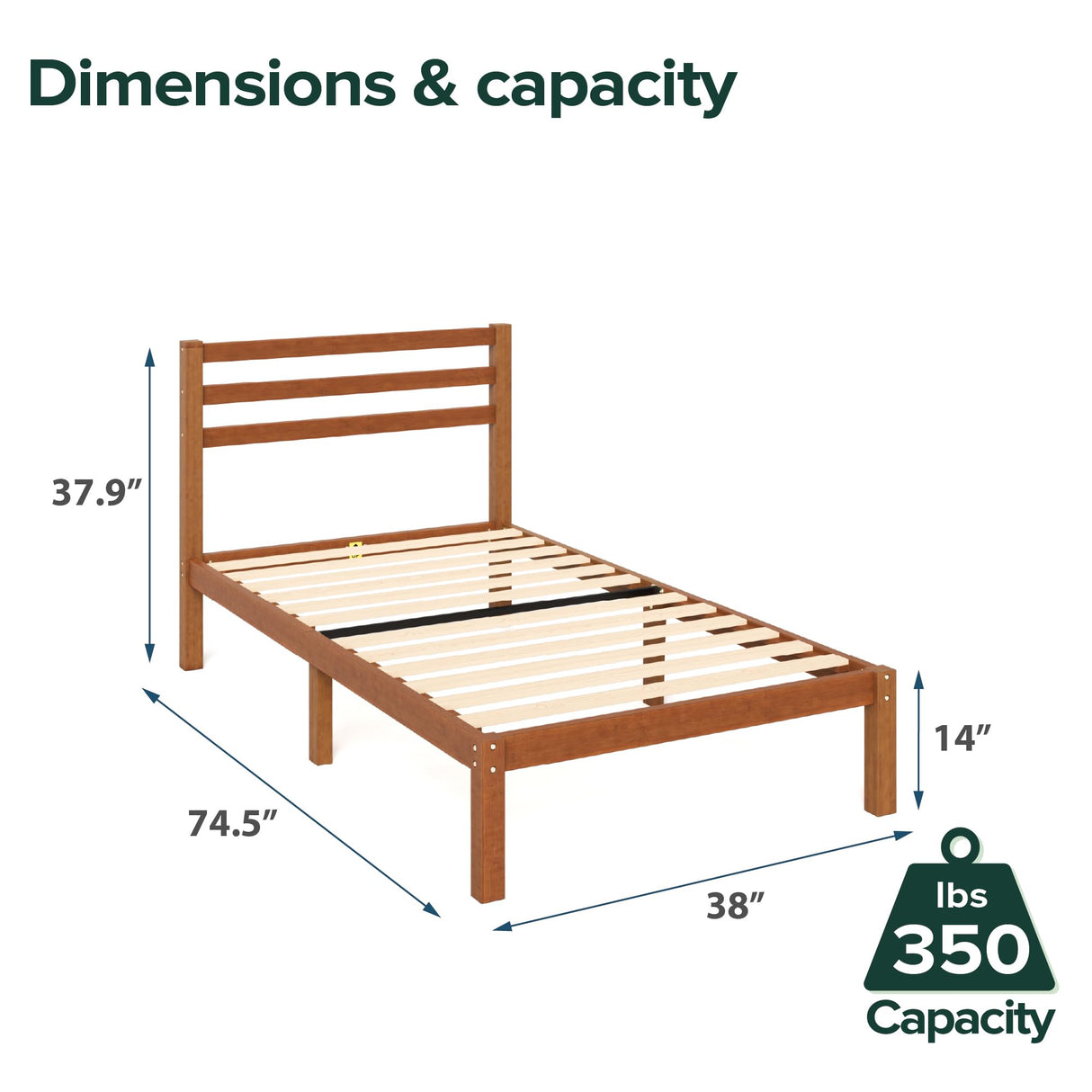ZINUS Leah Bamboo Platform Bed Frame with Headboard, No Box Spring Needed, Wood Slat Support, Easy Assembly, Twin ZINUS