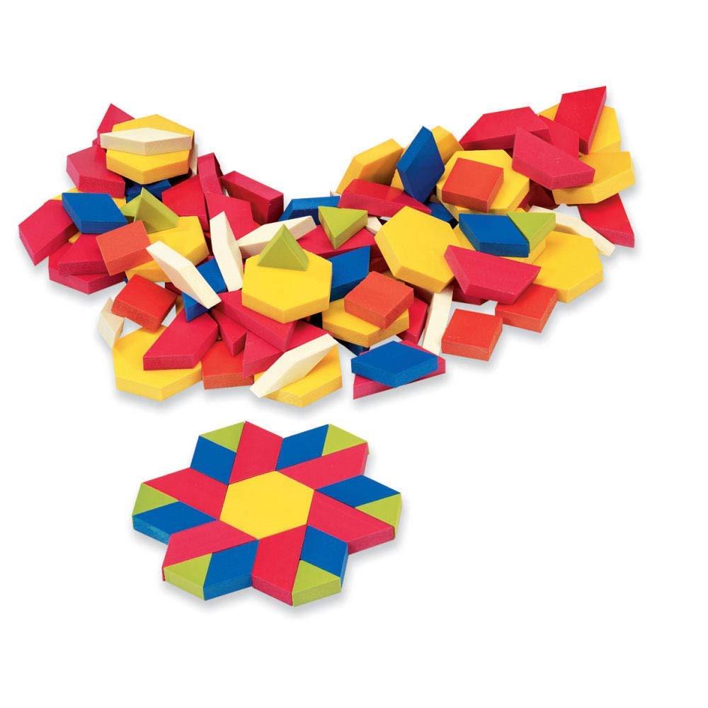 hand2mind Wood Pattern Blocks for Kids, Shapes for Kindergarten, Montessori Toys, Geometric Shapes, Symmetry, Shape Recognition, Pattern Blocks for Classroom (Set of 250) hand2mind