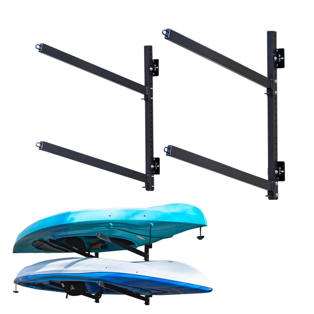 StoreYourBoard G-Kayak Wall Rack – Heavy-Duty Outdoor Kayak Rack for 2 Boats, Adjustable Storage Wall Mount Hanger, Space-Saving Outdoor Storage for Kayak Wall Mount - Holds 200 lbs - Silver StoreYourBoard
