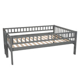 Harper & Bright Designs Triple Bunk Beds with Slide ，Wooden Bunk beds Full Over Full Over Full ，Floor Triple Bunk Bed with Ladder & Guardrails for Kids/Teens/Adults,Can be Convertible to 3 Beds,Grey Harper & Bright Designs