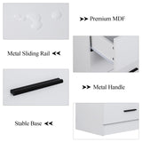 Gyfimoie 4 Drawers Dresser with Power Outlet, Chest of Drawers with LED Light, White Dresser Organizer with Open Storage Cubby, Modern Nightshatnd for Bedroom, Living Room, Entryway, Hallway Gyfimoie