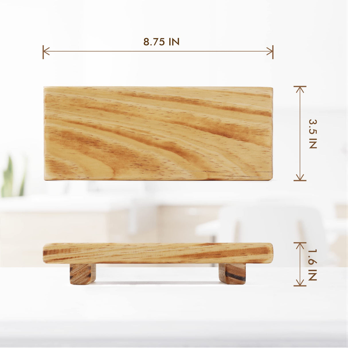 Wood Pedestal Soap Stand, Farmhouse Wood Riser, Soap Dish Holder Decor for Bathroom Kitchen, Soap Tray, Rustic Candle Plant Holder, Counter Decor, Modern Display Rectangular Decorative (Retro) GRID FORTE