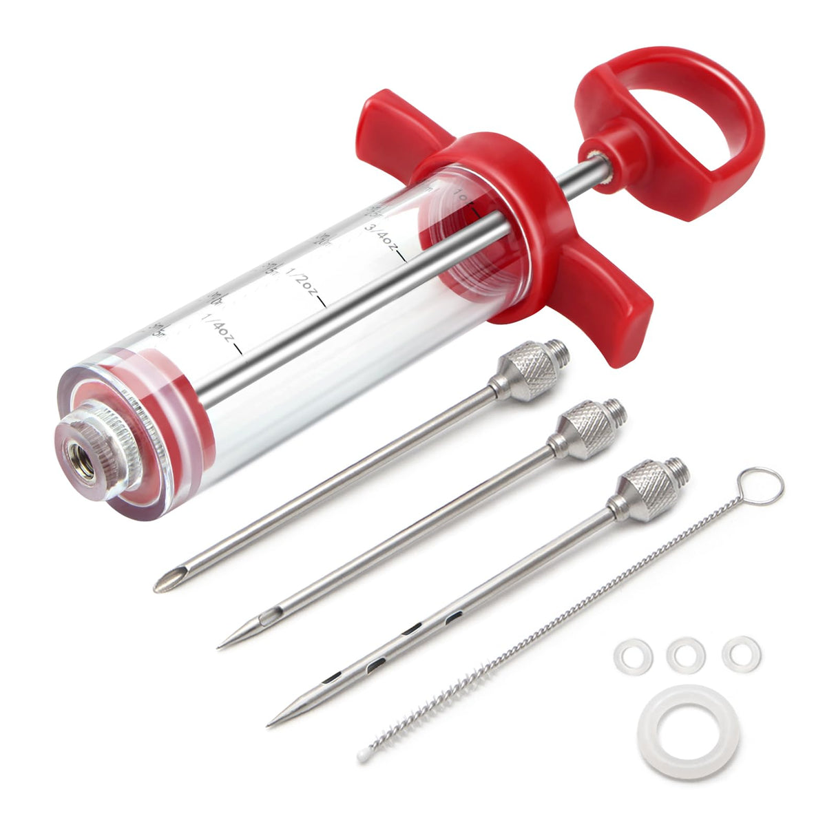 Meat Injector, TGE-V 1-oz Plastic BBQ Marinade Injector Kit, Turkey Injector Syringe (3 Stainless Steel Meat Needles +3 Replacement O Rings + 1 Cleaning Brush) for Turkey Smoked BBQ Grill GRILL BUMP