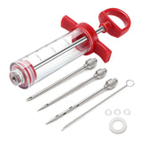 Meat Injector, TGE-V 1-oz Plastic BBQ Marinade Injector Kit, Turkey Injector Syringe (3 Stainless Steel Meat Needles +3 Replacement O Rings + 1 Cleaning Brush) for Turkey Smoked BBQ Grill GRILL BUMP