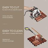 THYOI 10 Pcs Interlocking Deck Tiles 12" x 12", Patio Flooring Outdoor Waterproof, Acacia Wood Tiles All Weather, Floor Tiles for Balcony, Backyard, Indoor and Outdoor use (Round Joint, Dark Brown) THYOI