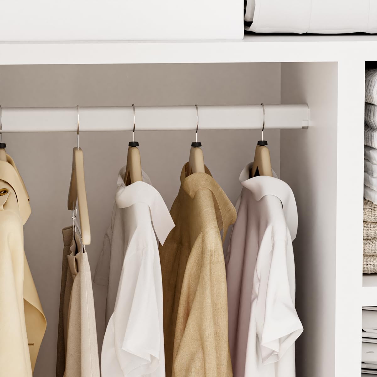 Lihimte 70" Armoire Wardrobe with Mirror Doors and LED Lights, 2 Doors Closet with Hanging Rod and Shelves, Large Capacity Wooden Storage Cabinet for Home, Bedroom, Office, Laundry Room, White Lihimte