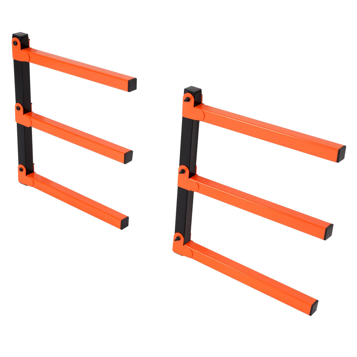 KUAFU 3-Level Indoor & Outdoor Lumber Rack Wood Storage Racks Wood Rack Organizer Use Black+Orange Steel Powder Coated (2Pcs) KUAFU