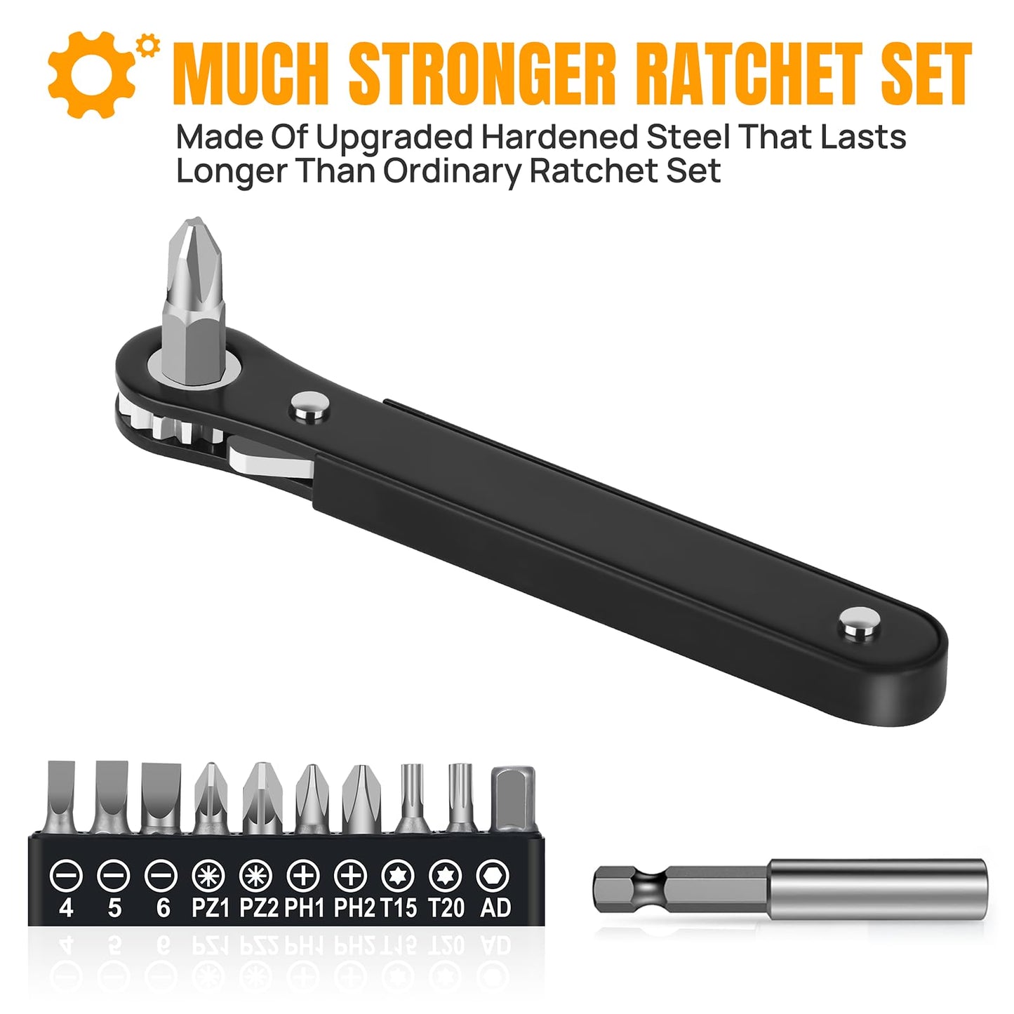 Ratcheting Screwdriver Men Gifts-Right Angle Screwdriver 90 Degree Offset Screwdriver Bit Set Low Profile Pocket Screwdriver For Tight Space Cool Gadget EDC Gear Gift For Men Him Dad Husband  - WoodArtSupply