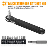 Ratcheting Screwdriver Men Gifts-Right Angle Screwdriver 90 Degree Offset Screwdriver Bit Set Low Profile Pocket Screwdriver For Tight Space Cool Gadget EDC Gear Gift For Men Him Dad Husband (12-IN-1) NewFation