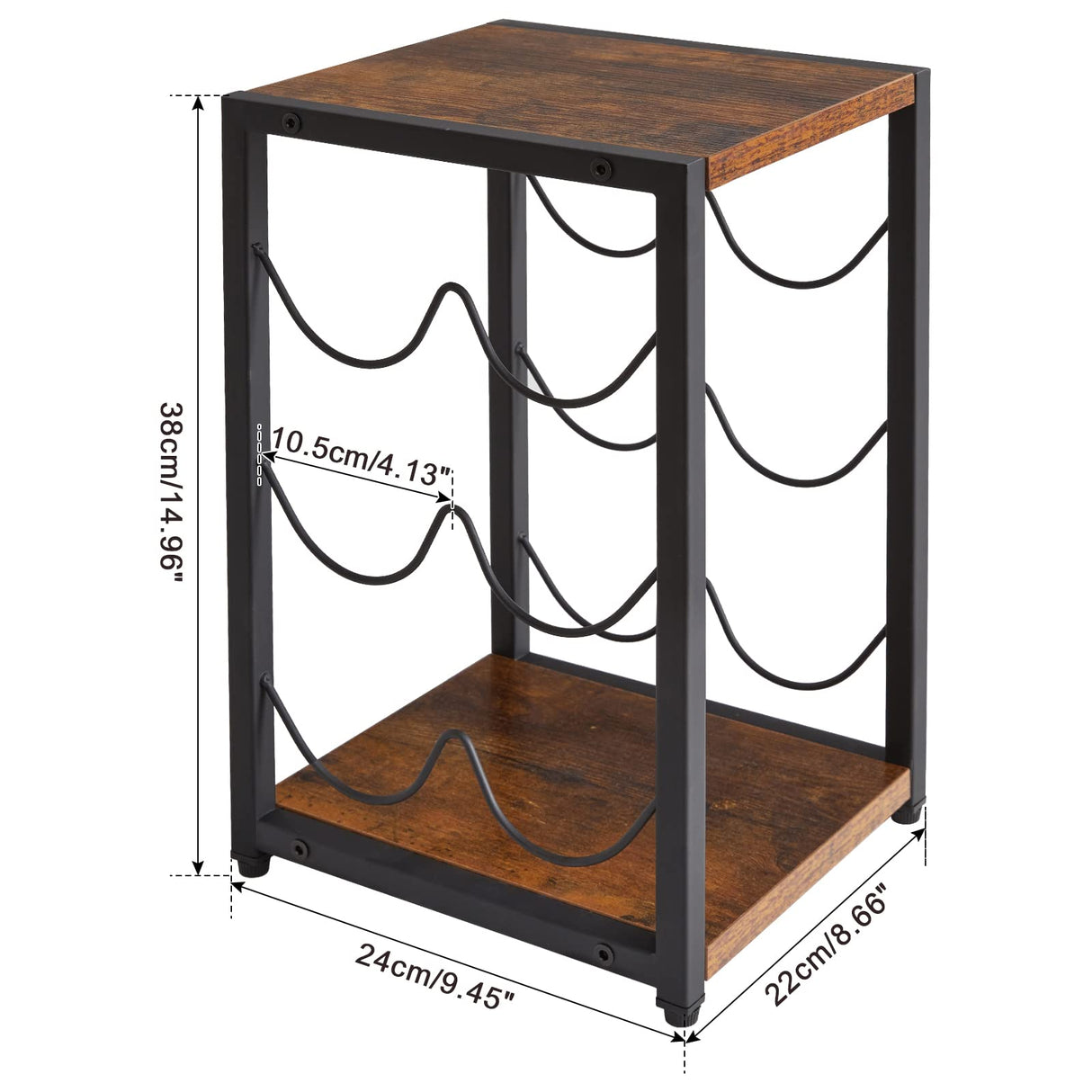 IBUYKE Rustic Wood 6 Bottles Wine Rack for Countertop,3 Tier Free Standing Wine Rack,Wine Bottle Holder Stand Organizer for Home Decor Bar,Cabinet, Pantry,Countertop TMJ901H IBUYKE