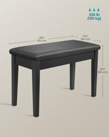 SONGMICS Wooden Duet Piano Bench with Padded Cushion and Music Storage Compartment, Piano Chair Seat, Black ULPB75BK SONGMICS