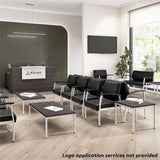 Bush Business Furniture Arrive 72W x 72D L Shaped Reception Desk with Shelf in Natural Elm, Modern Receptionist Station for Office Waiting Room Bush Furniture