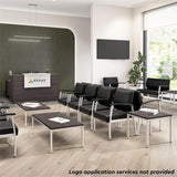 Bush Business Furniture Arrive 60W x 72D L Shaped Reception Desk with Shelf and Mobile File Cabinet in Storm Gray Bush Furniture