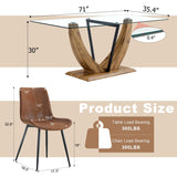 JEARGE 71" Glass Dining Table Set for 8, 9 Piece Dining Table Set,Tempered Glass Table Top with U-Shaped Legs and Fabric Dining Chairs,Ideal for Kitchens, Living Rooms JEARGE