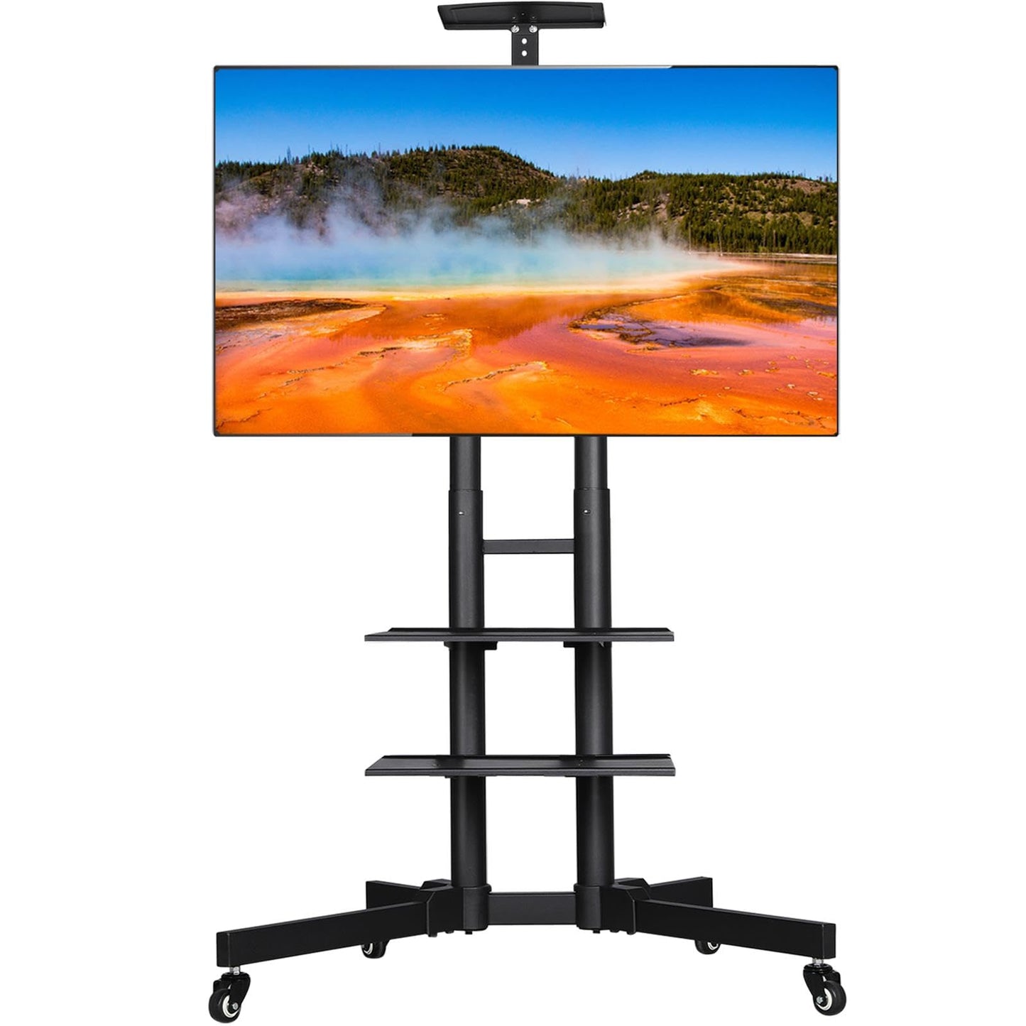 Yaheetech Mobile TV Stand, Adjustable Rolling TV Cart w/ Locking Wheels for 32-75" LCD LED Plasma Flat Panel Screen TV up to 110LB, Portable TV Cart Stand w/ Flexible Laptop Shelf, Max. VESA 600x400