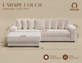 ohllob 110" Modular Sectional Sofa, L Shaped Couch with Chaise Lounge, Fluffy Corduroy Cloud Couch with Deep Seat for Living Room (Beige) ohllob