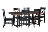 Walker Edison Barnes 7-Piece Rustic Metal and Wood Dining Table with X-Back Chairs, Set of 7, Mahogany/Black Walker Edison